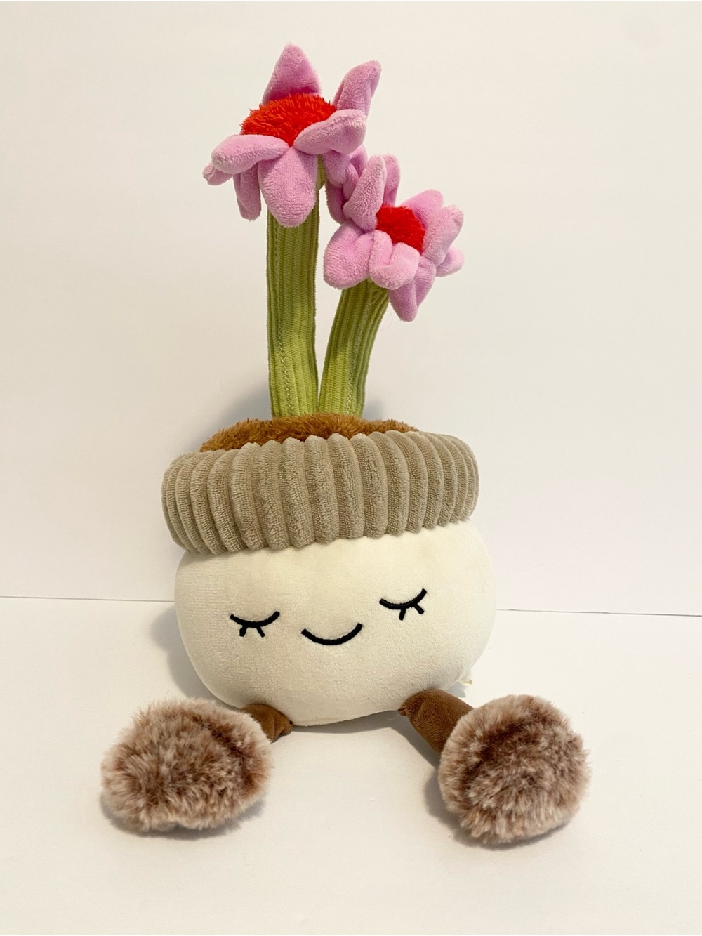Russ Greenhouse Potted Plush Plant Kawaii Face Echinacea Pink Stuffed Flower